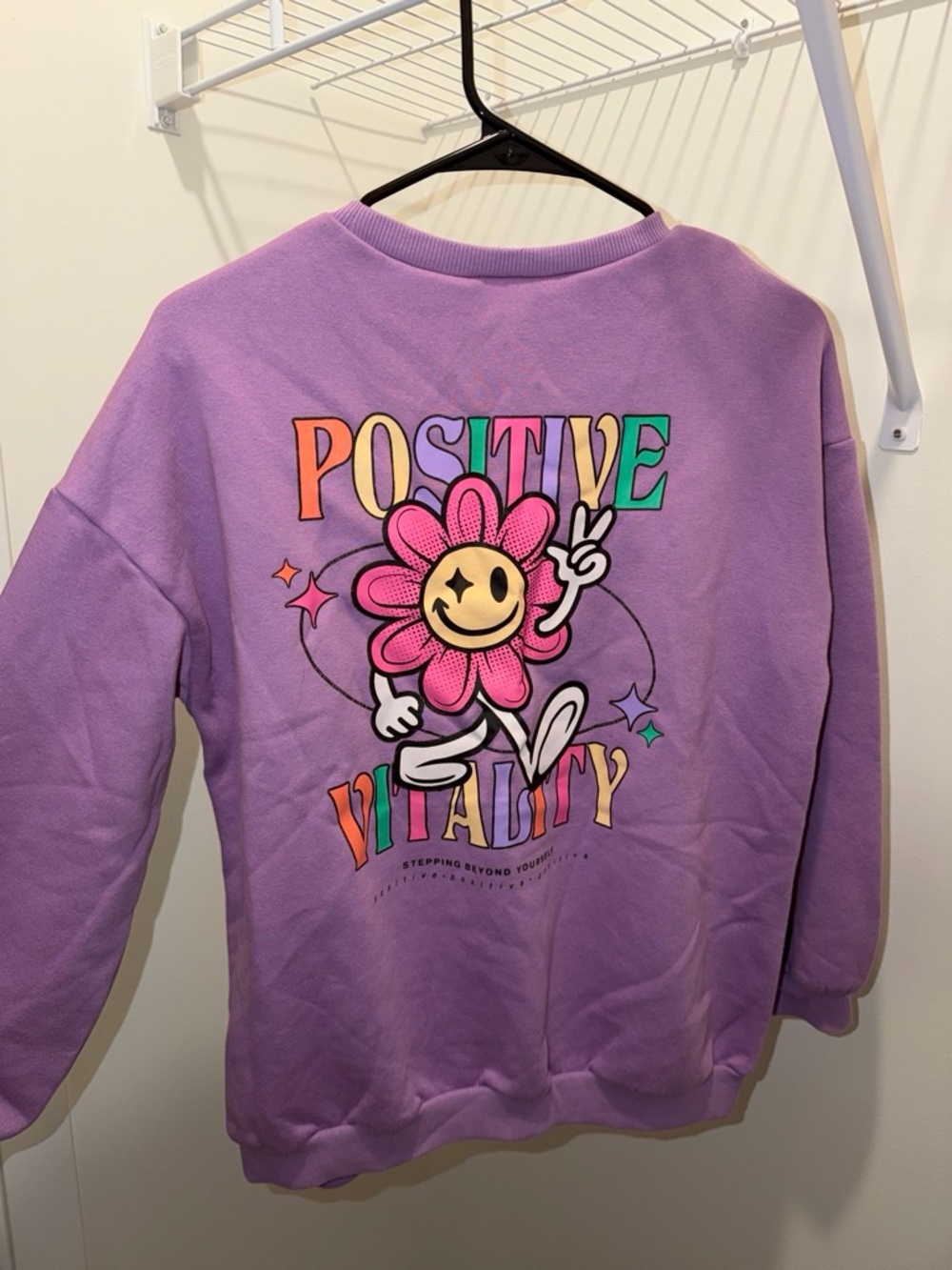 SHEIN Purple 'Positive Vibes' Graphic Sweatshirt for Kids